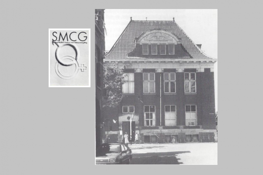 logo en pand van het voormalige SMCG in Leiden