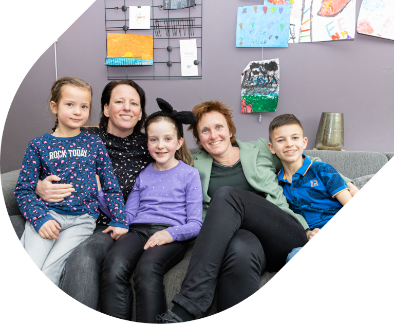 gezin met 2 moeders en 3 kinderen